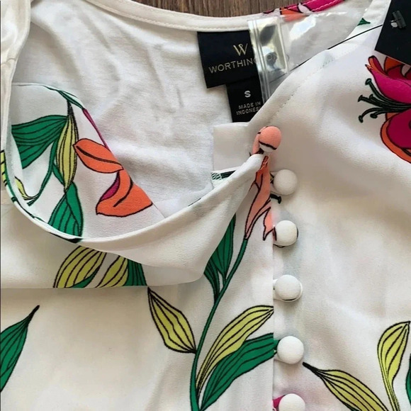 Worthington Suma Floral White Tank Top Small NWT - Picture 8 of 10